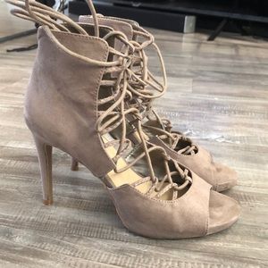 Grey/tan heels